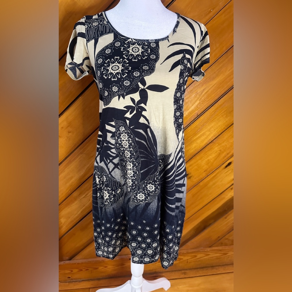 Lucky Brand Navy and Tan Dress